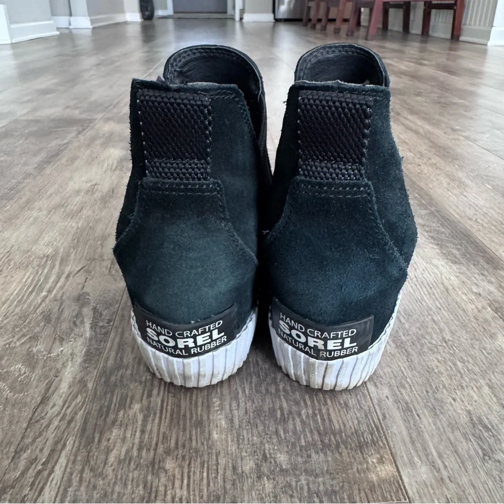 Sorel Out N About Slip-On Wedge II Black Suede Wedge Sneakers